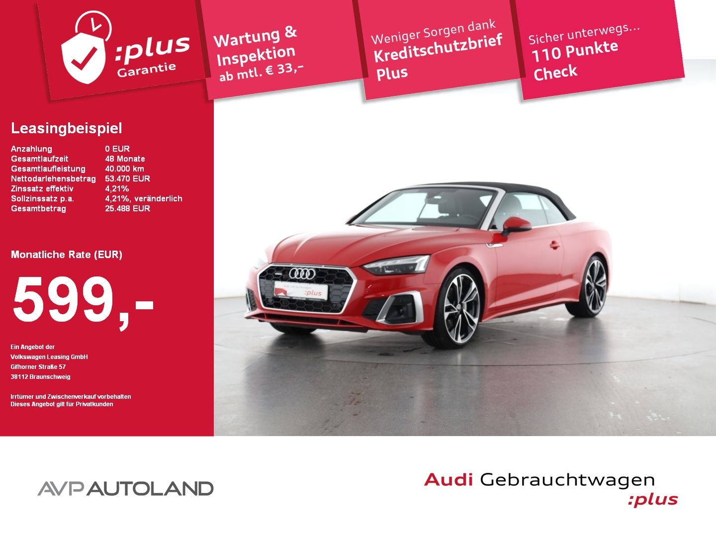 Audi A5 Cabriolet 40 TDI quattro S tronic S line
