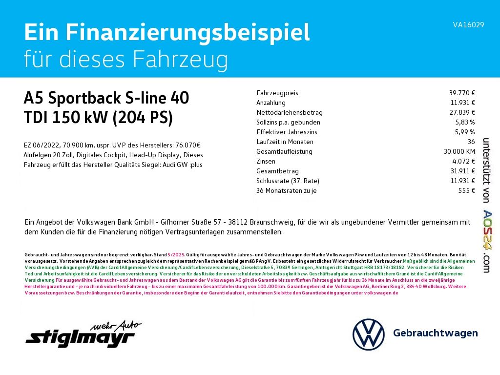 Audi A5 Sportback S-line 40 TDI quattro ACC+MATRIX+NA