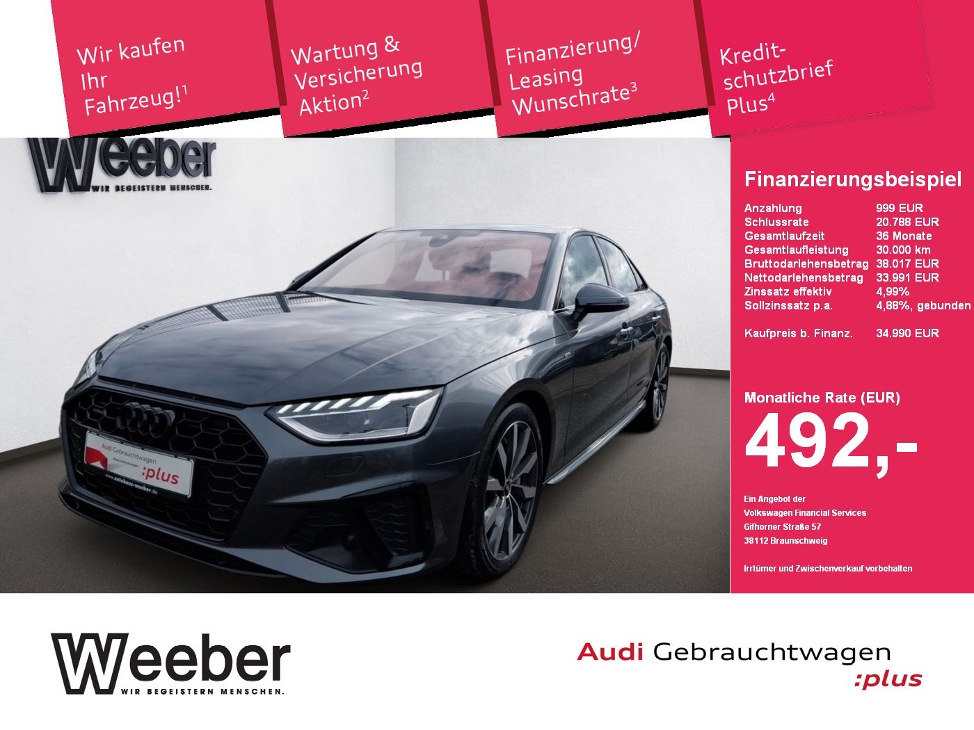 Audi A4 Lim. quattro S line *LEDER*BLACKSTYLE*KAMERA*