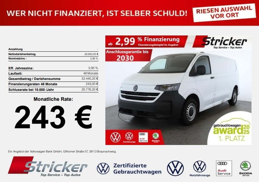 Volkswagen T7 Transporter Kasten langer Radstand 2.0TDI 243