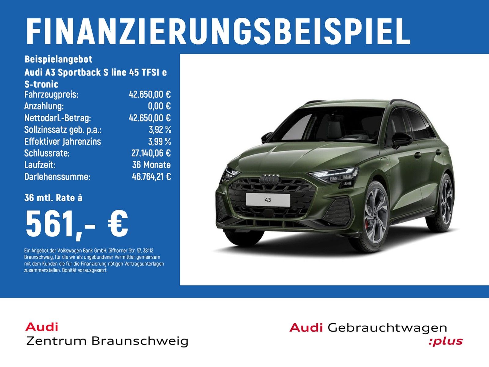 Audi A3 Sportback S line  45 TFSI e S-tronic RearView