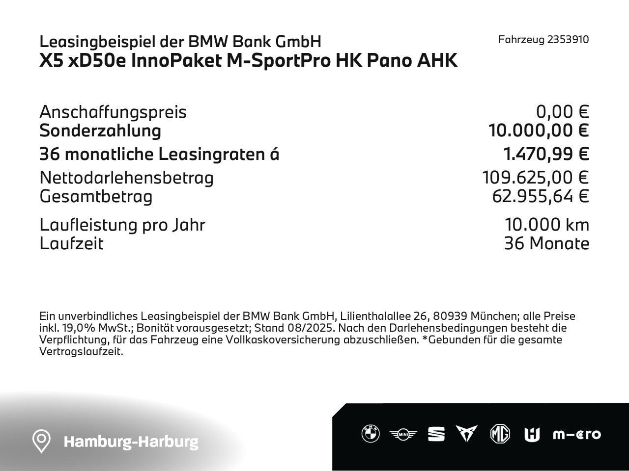 BMW X5 xD50e InnoPaket M-SportPro HK Pano AHK Navi
