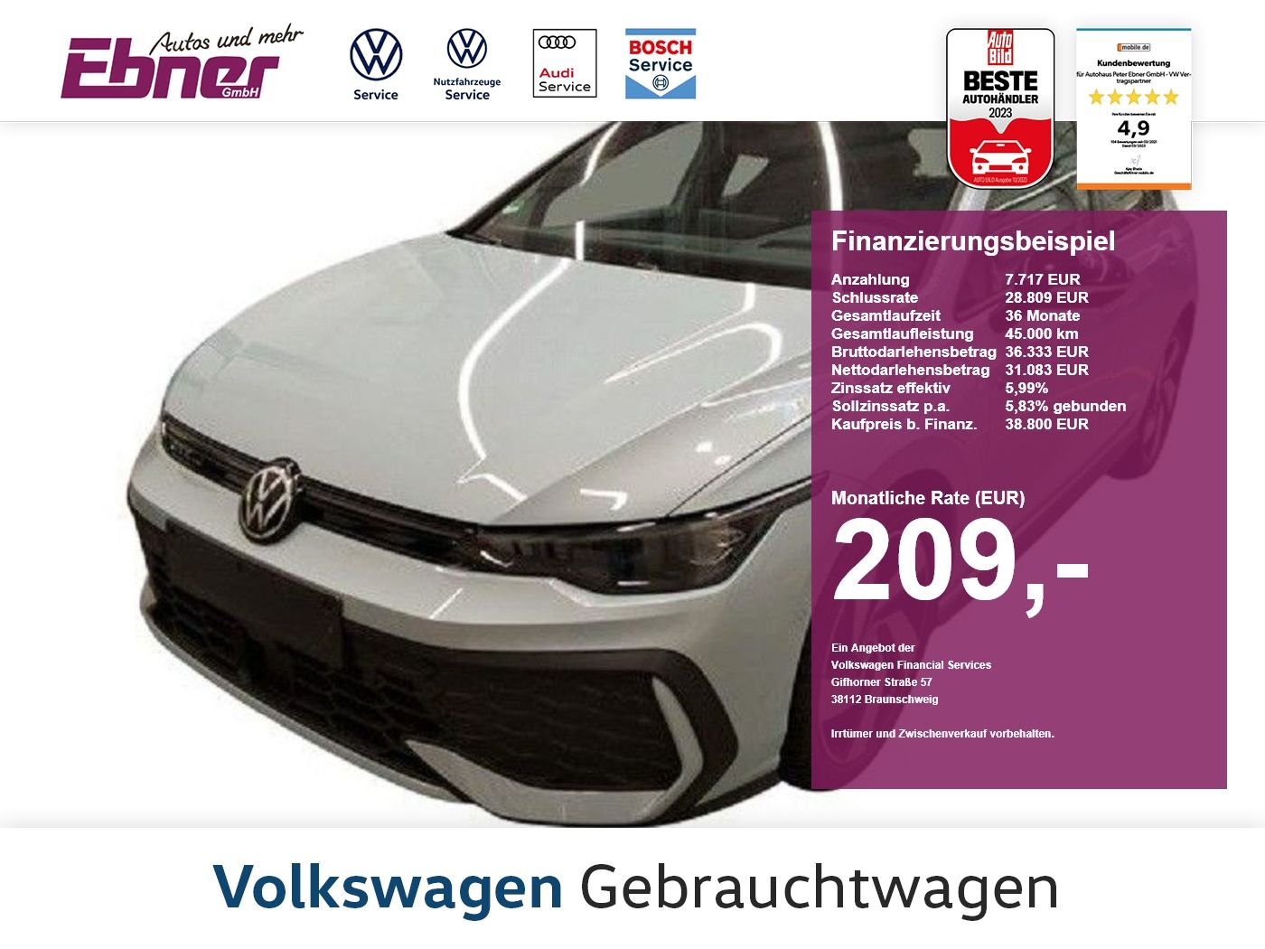 Volkswagen Golf VIII GTE BLACK STYLE 272PS PHEV DSG NP:62tE