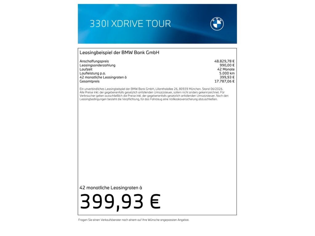 BMW 330 i xDrive Tour M-Sport Pano AHK 19''SRneu HUD
