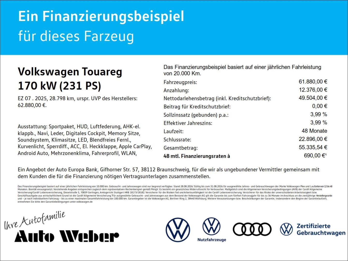Volkswagen Touareg 3.0TDI R-Line Matrix Luft HUD Keyless AH