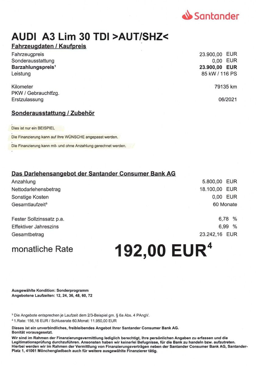 Audi A3 Limo 30 TDI - Samsaru's Car Outlet