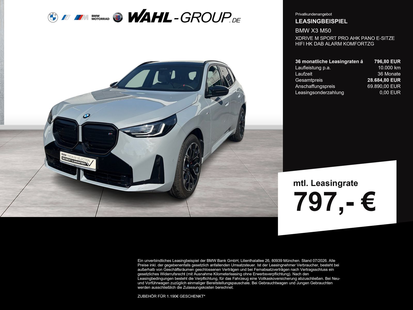 BMW X3 M50 XDRIVE M SPORT PRO AHK PANO E-SITZE HIFI 