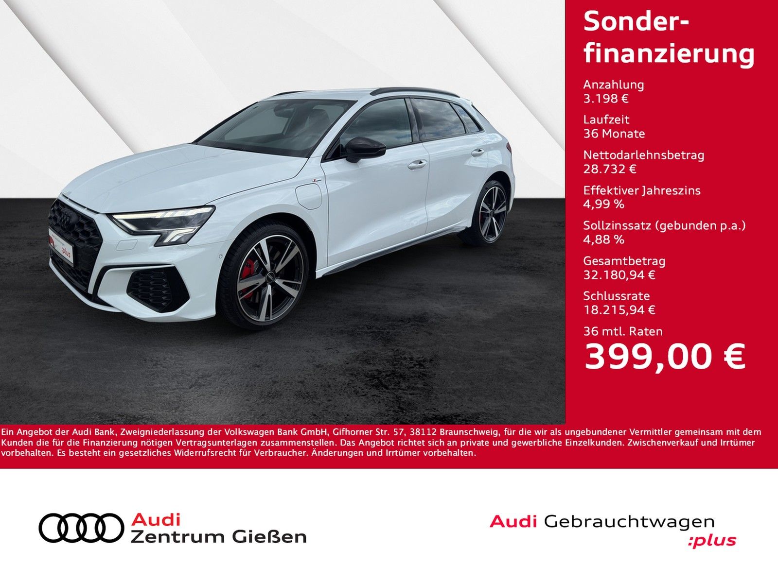 Audi A3 Sportback 45 TFSI e S line Black - Samsaru's Car Outlet