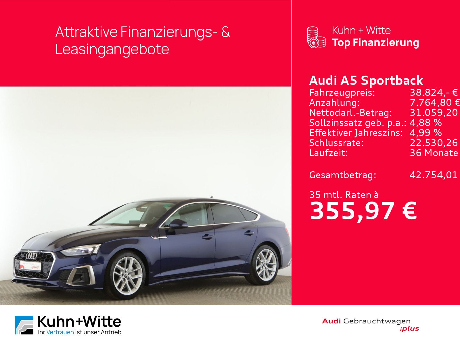 Audi A5 Sportback 40 TDI quattro S line *LED*PDC*Stan