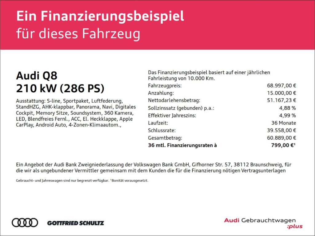 Audi Q8 50TDI S-LINE ACC PANO AHK MATRIX KAMERA B&O