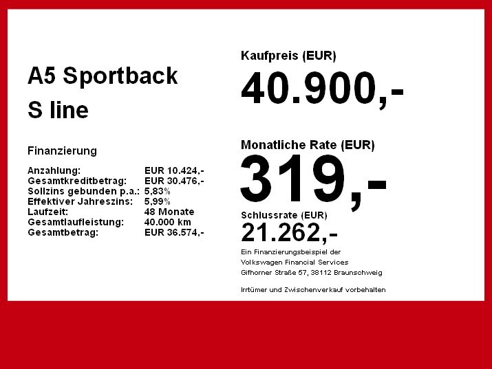 Audi A5 Sportback S line competition plus 40 TDI qu v