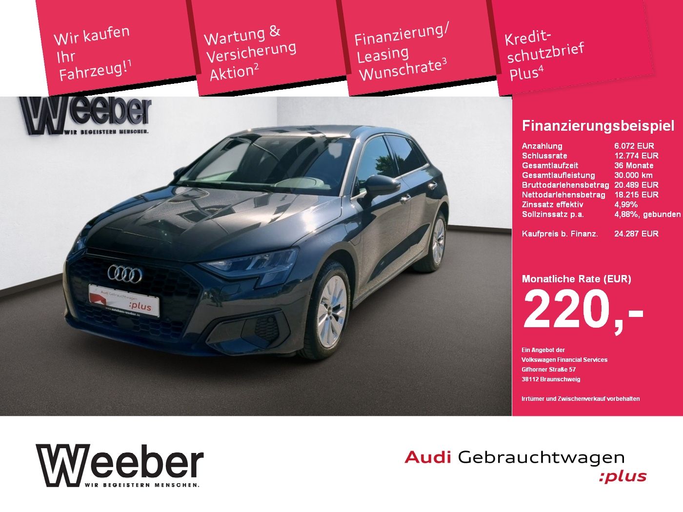 Audi A3 Sportback TFSI e LED SPORTSITZE ALU DAB PDC D
