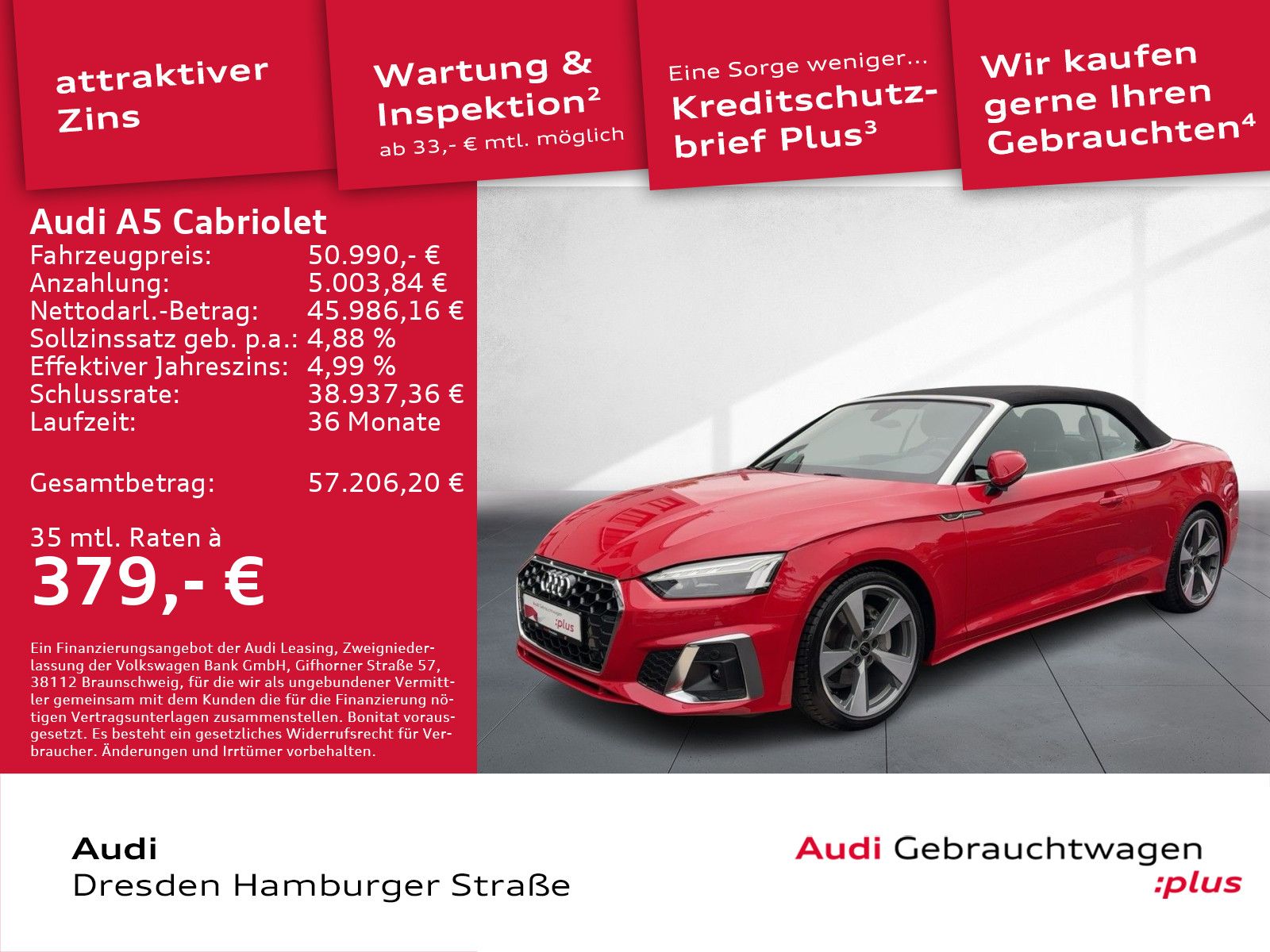 Audi A5 Cabriolet 40TDI S line qua. Matrix Leder AHZV