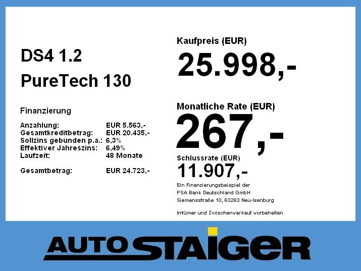 DS Automobiles DS4 1.2 PureTech 130 S&S Rivoli SHZ+2xKlima+PDC