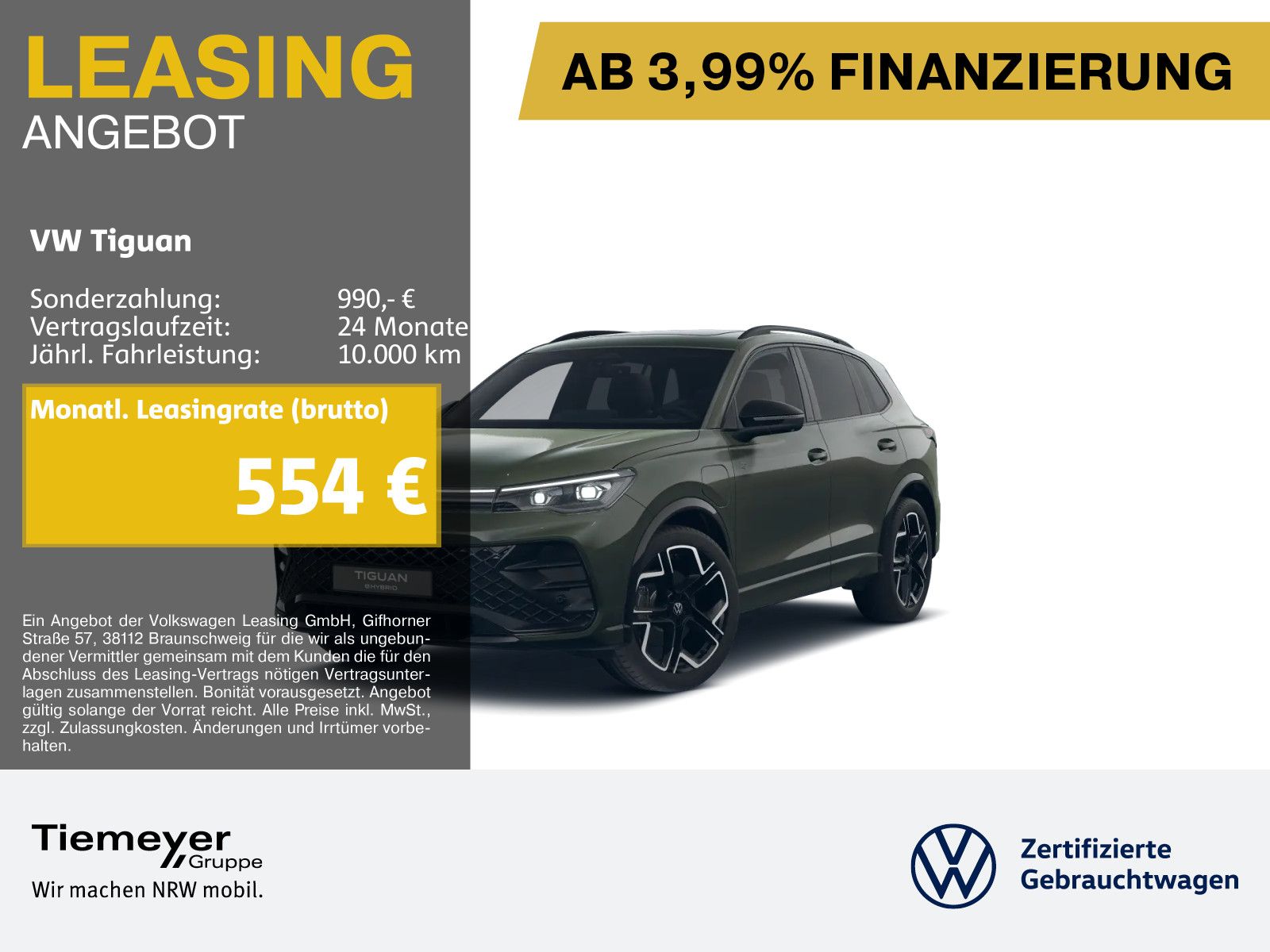 Volkswagen Tiguan 1.5 eHybrid R-LINE BLACK LEDER H+K PANO A