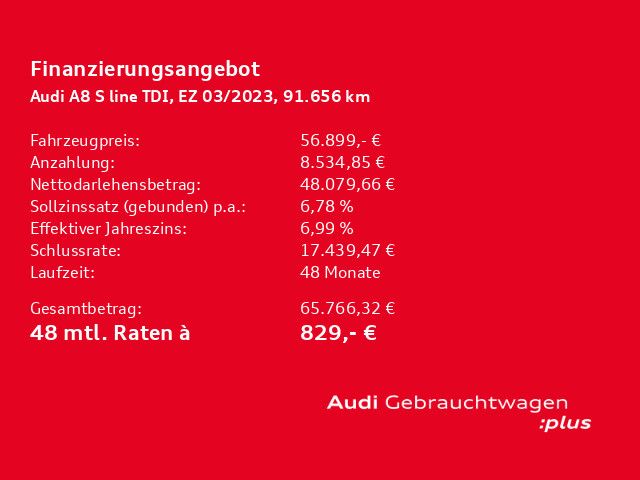 Audi A8 50 TDI quattro S line Pano+AHK+RFK+StandH+LUF