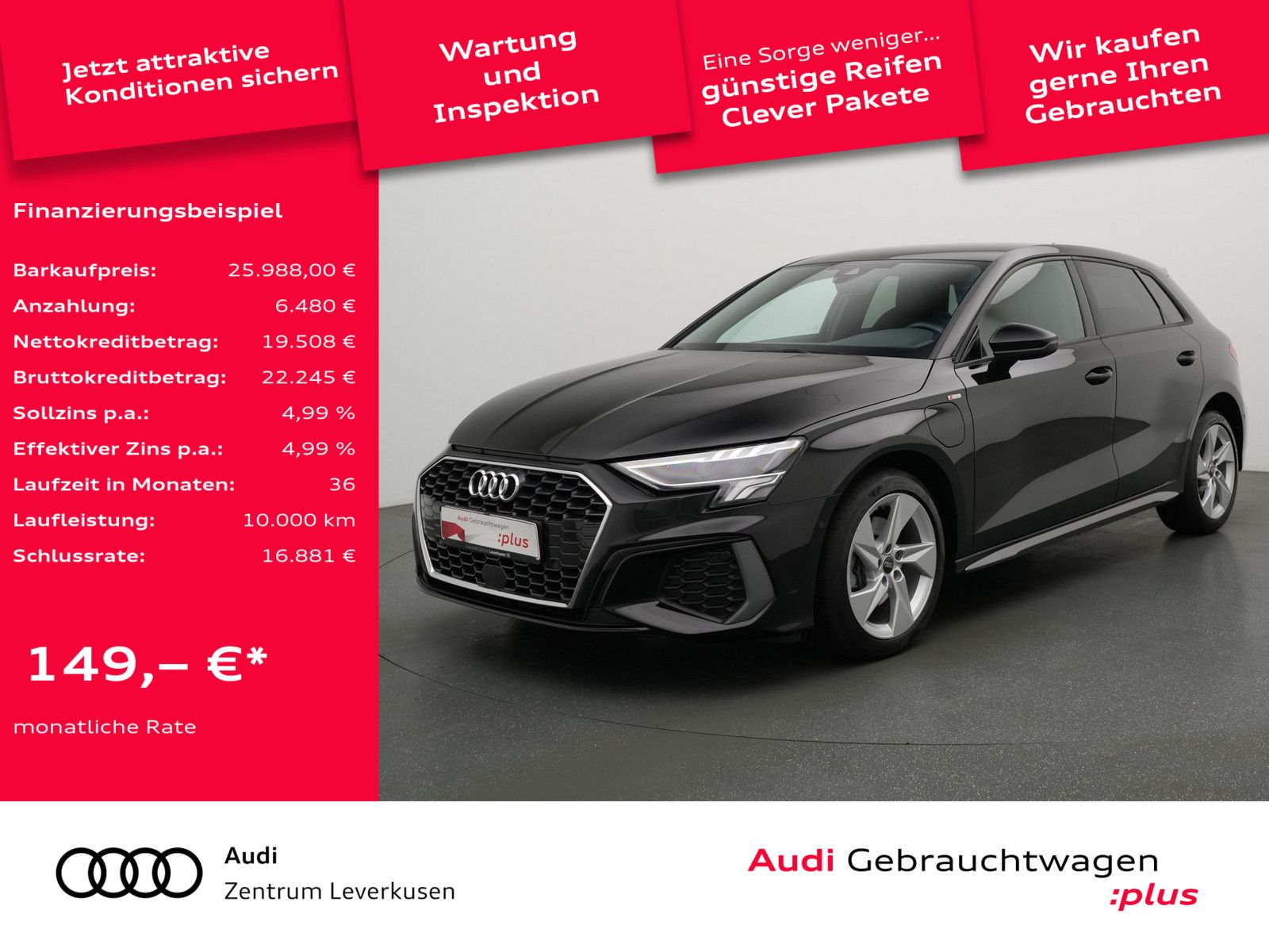 Audi A3 Sportback e S line NAVI VIRT ACC LEDER SHZ