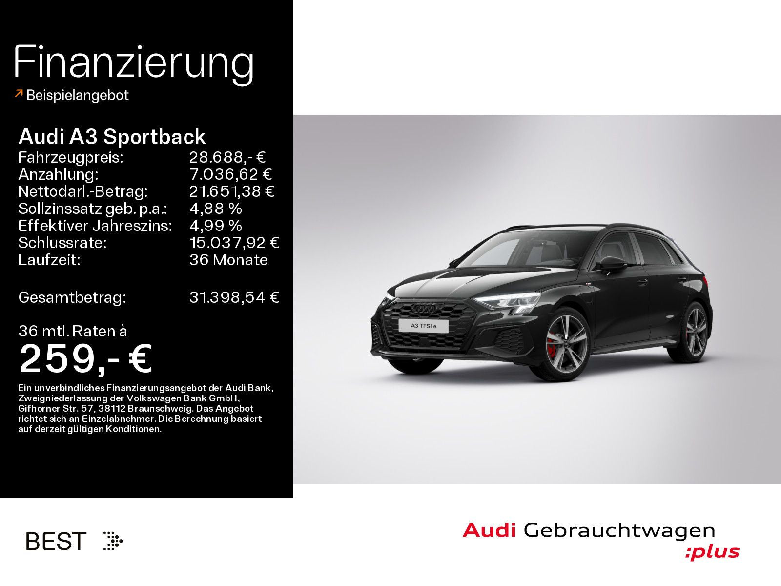 Audi A3 Sportback S line black 45 TFSI e Assist*B&O