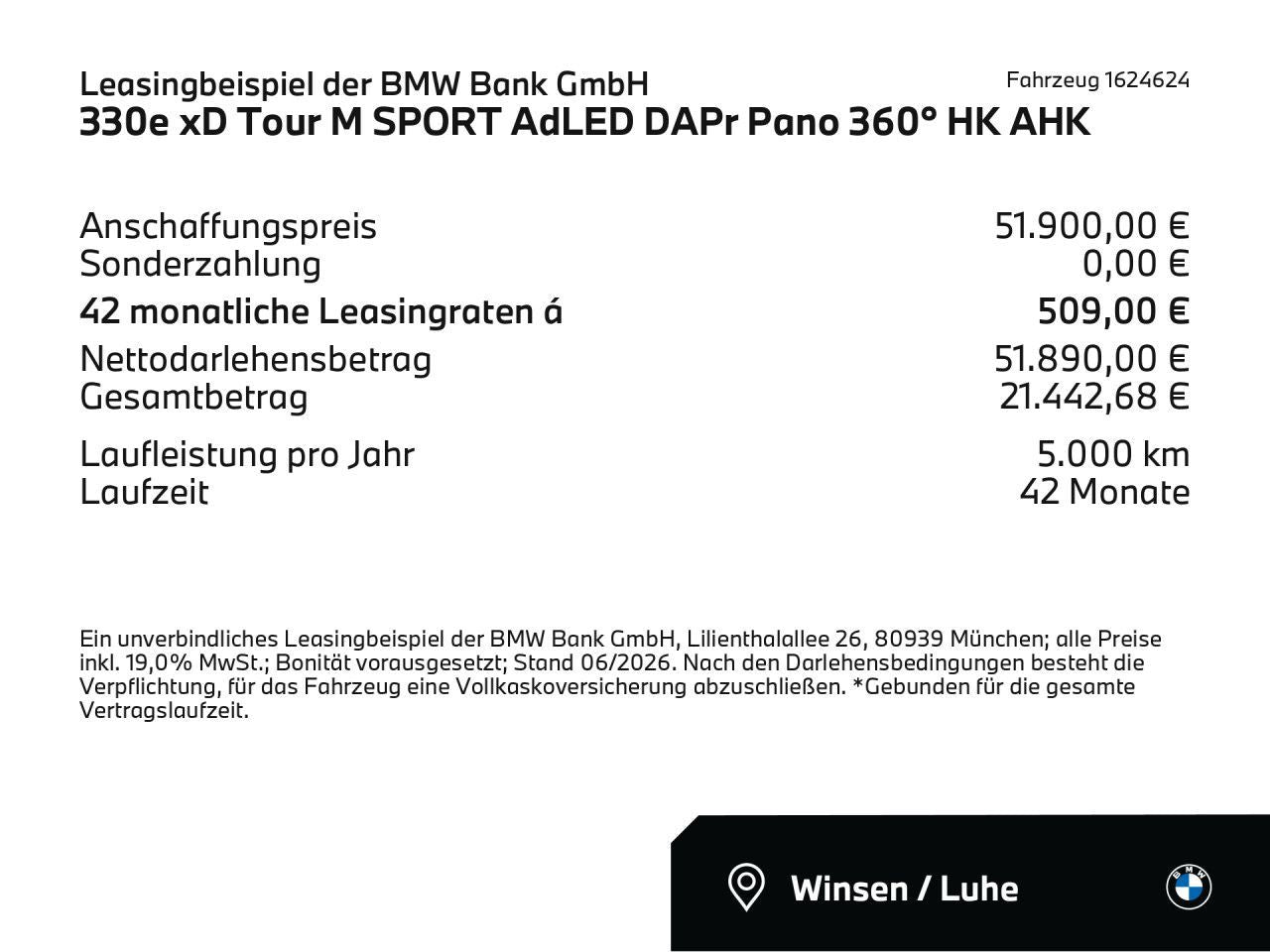 BMW 330e xD Tour M SPORT AdLED DAPr Pano 360° HK
