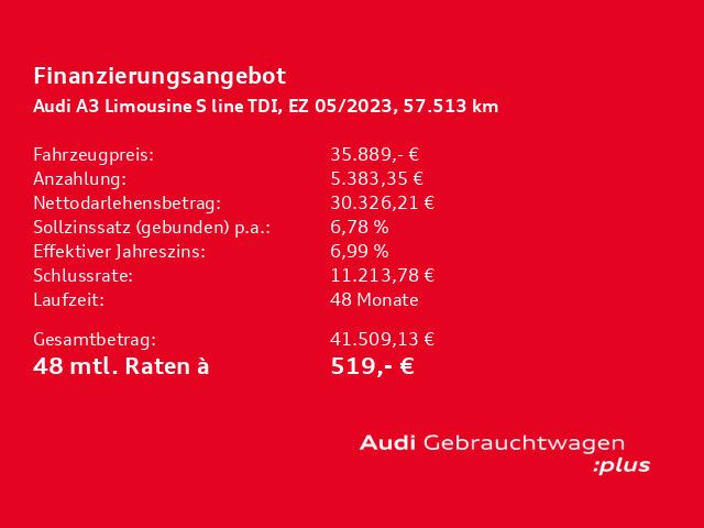 Audi A3 Limousine 40 TDI quattro S line LED+RFK+B&O+S