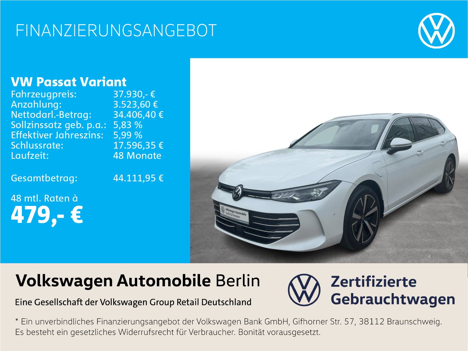 Volkswagen Passat Variant 1.5 eHybrid Business Navi LED ACC