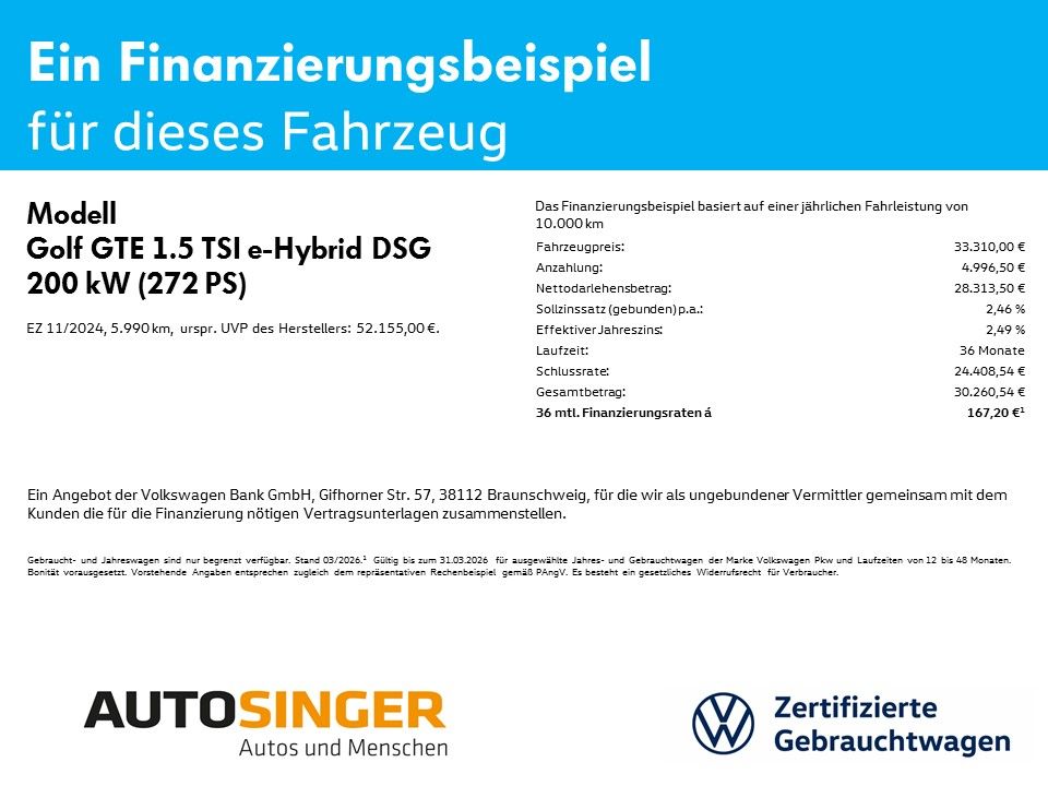 Volkswagen Golf GTE 1.5 TSI e-Hybrid DSG *LED*ACC*NAVI*360*