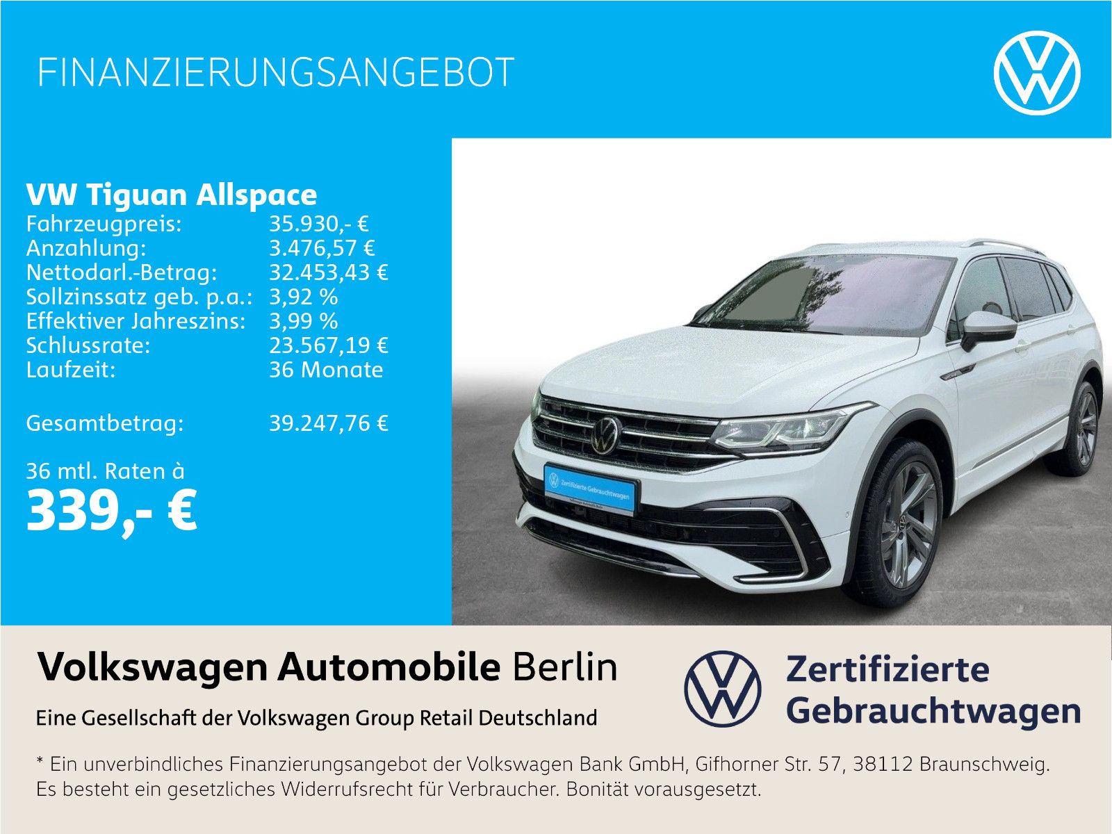 Volkswagen Tiguan Allspace 2.0 TDI DSG R-Line 4Motion Navi