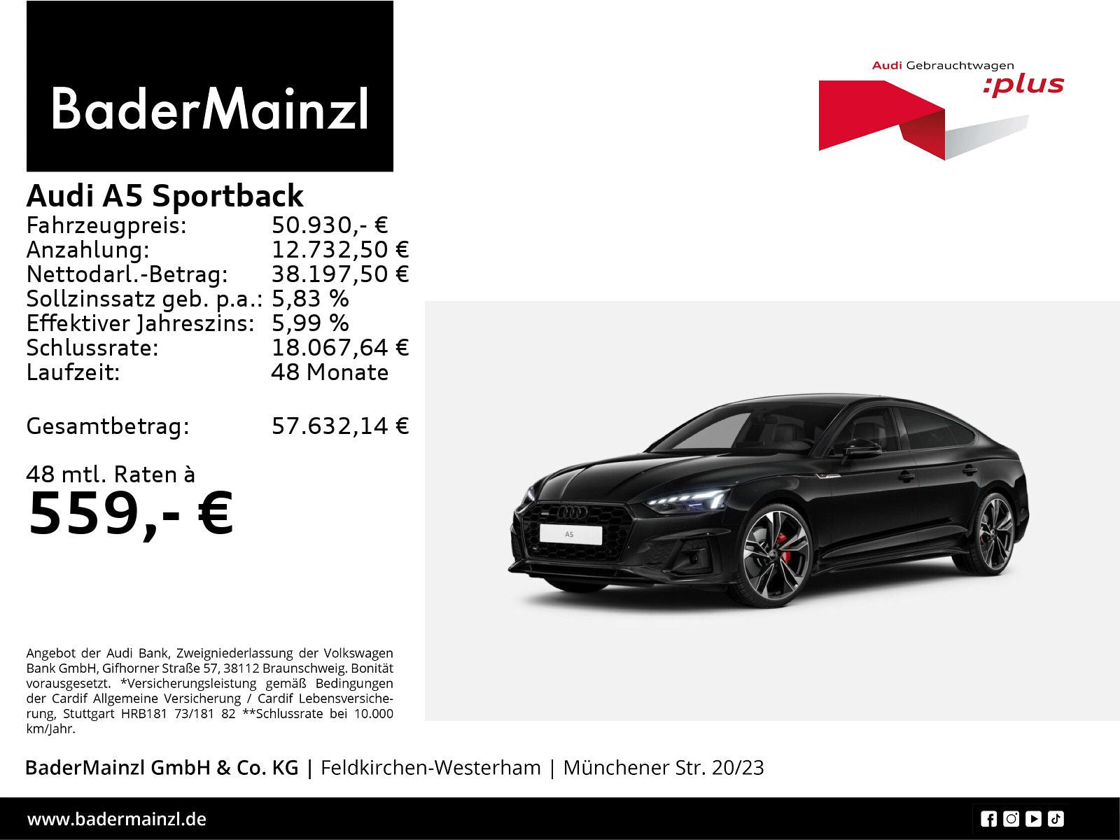 Audi A5 Sportback 40 TDI quattro S line AHK Matrix