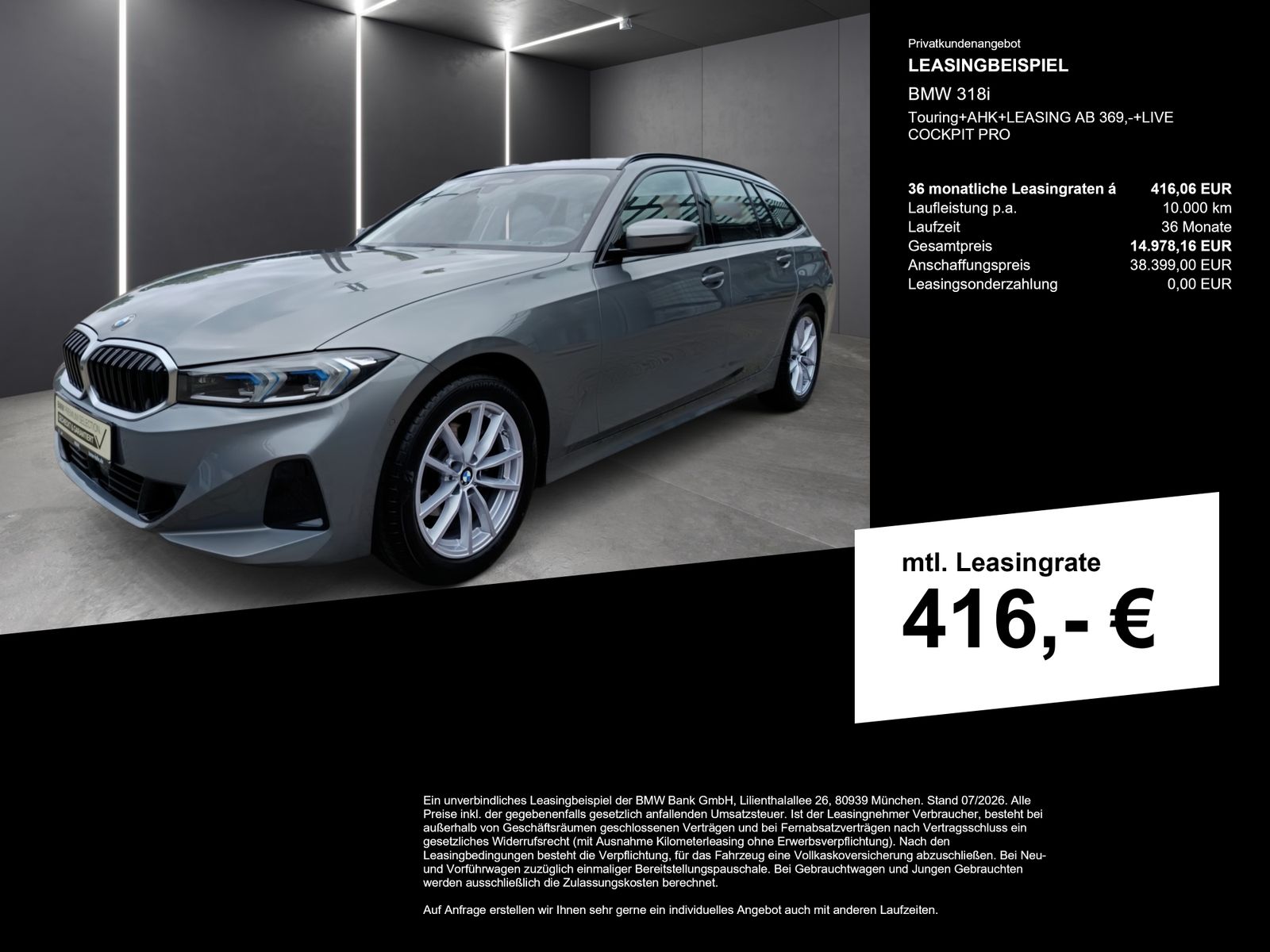 BMW 318i Touring+AHK+LEASING AB 369,-+LIVE COCKPIT P