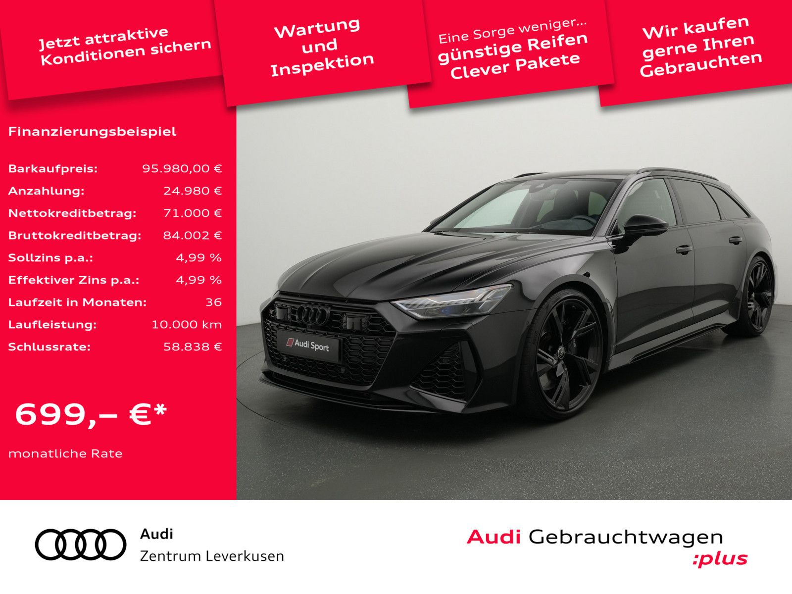 Audi RS6 STANDHZ LASER LUFT B&O AHK LEDER RAUTE PANO