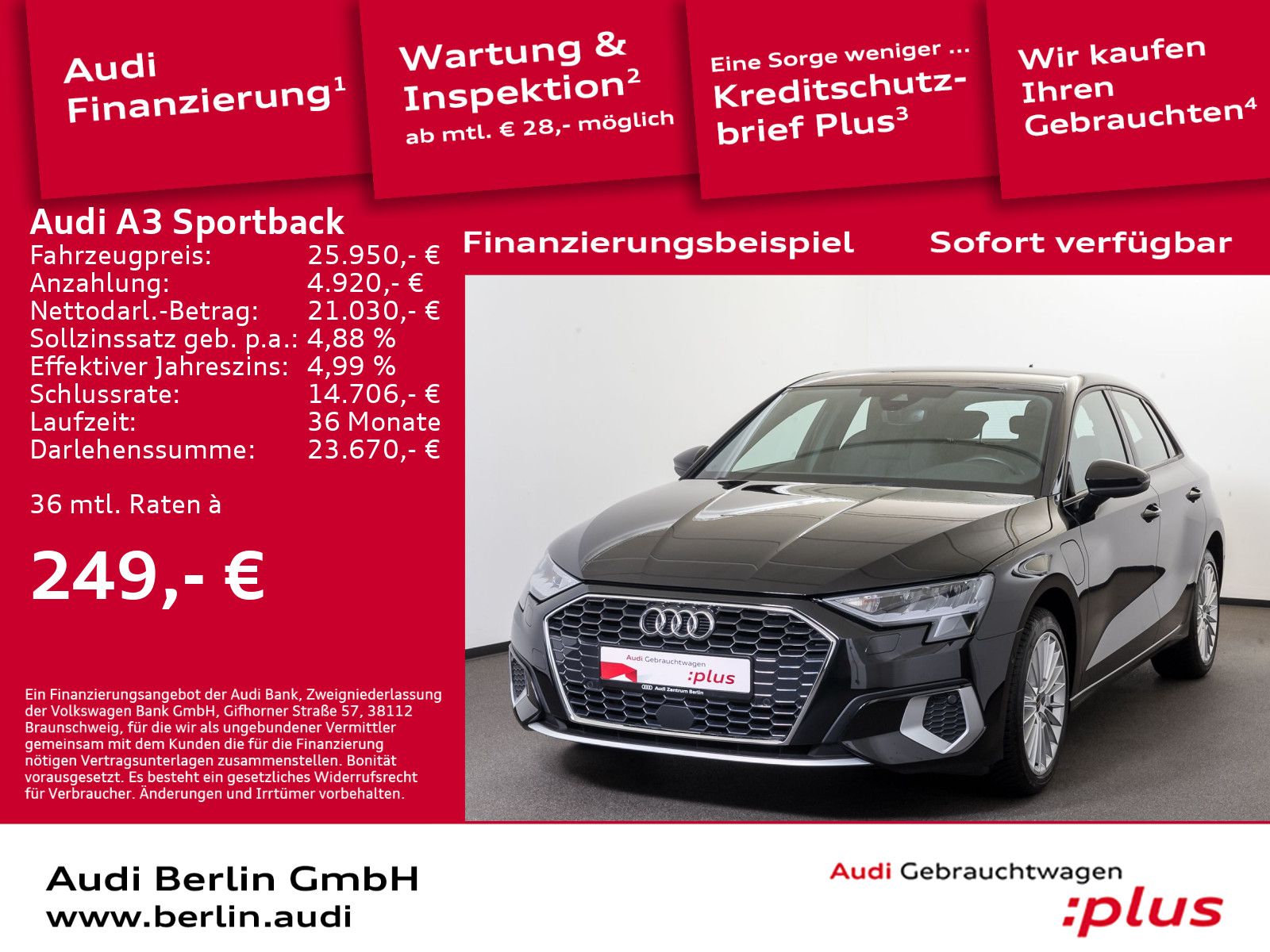 Audi A3 Sportback 40 TFSI e Advanced S tr. - Samsaru's Car Outlet