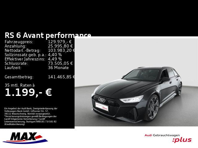 Audi RS6 Avant PERFORMANCE 305KM/H PANO+KERAMIK+AHK+