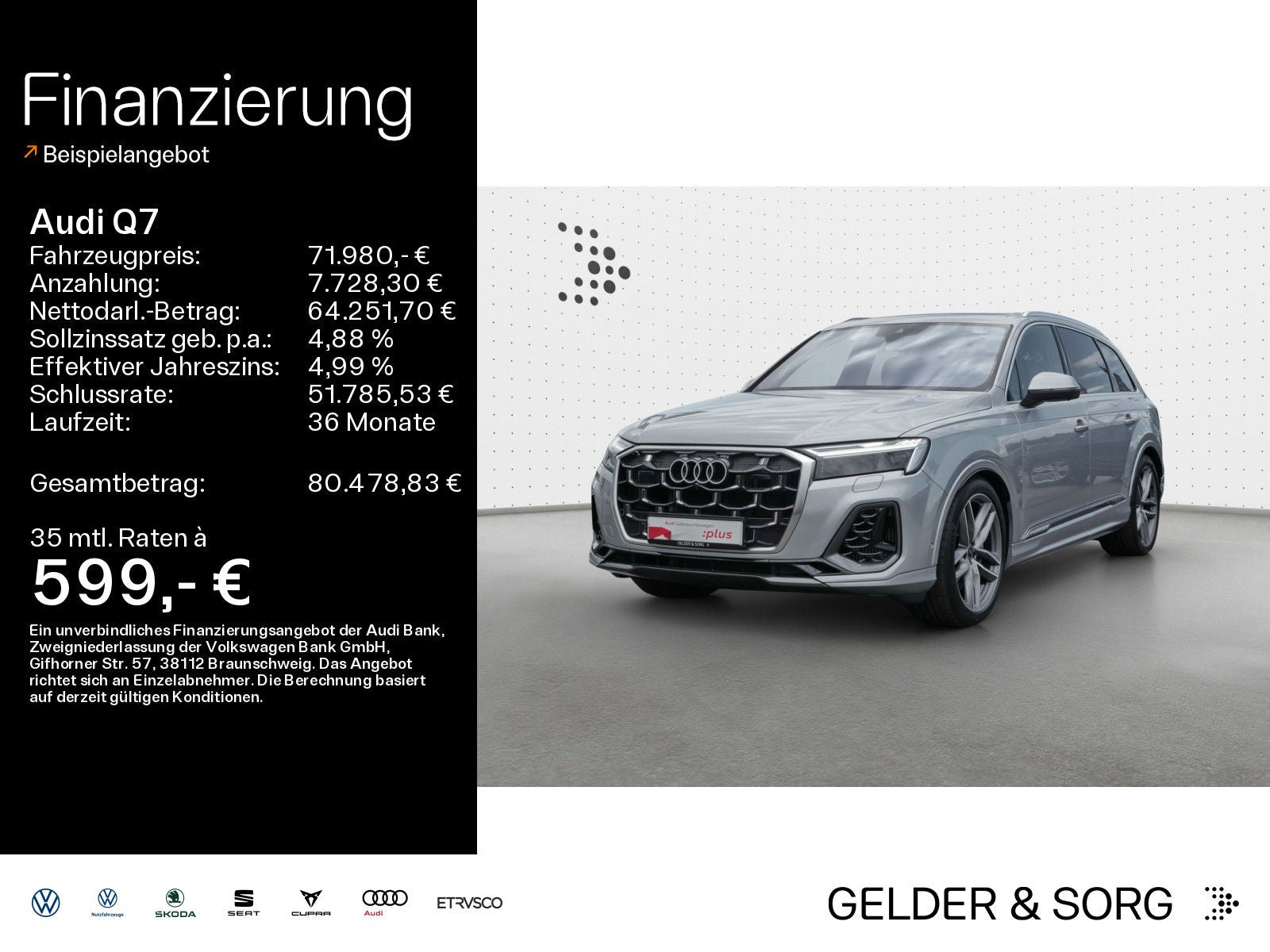 Audi Q7 SUV 55 TFSIe qu. S line Air*B&O*HuD*Pano*AHK