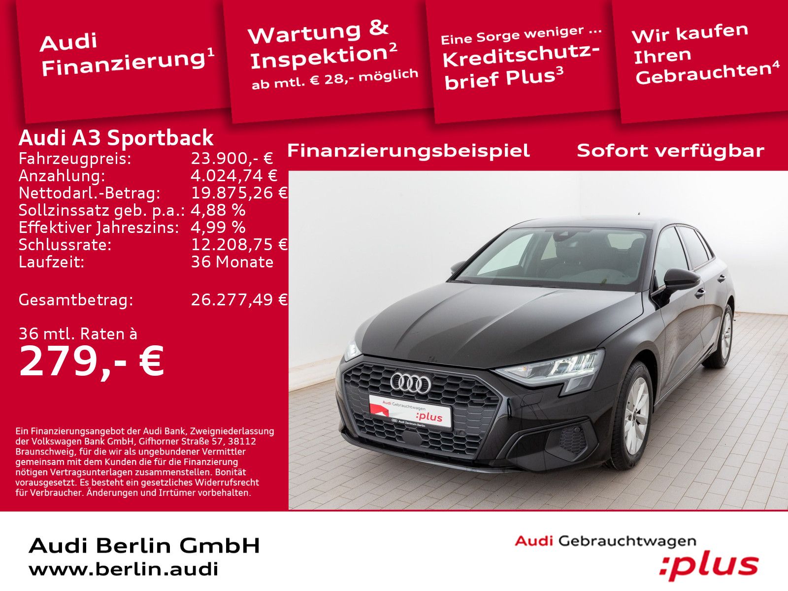 Audi A3 Sportback 30 TDI S tr. LED NAVI VIRTUAL PDC