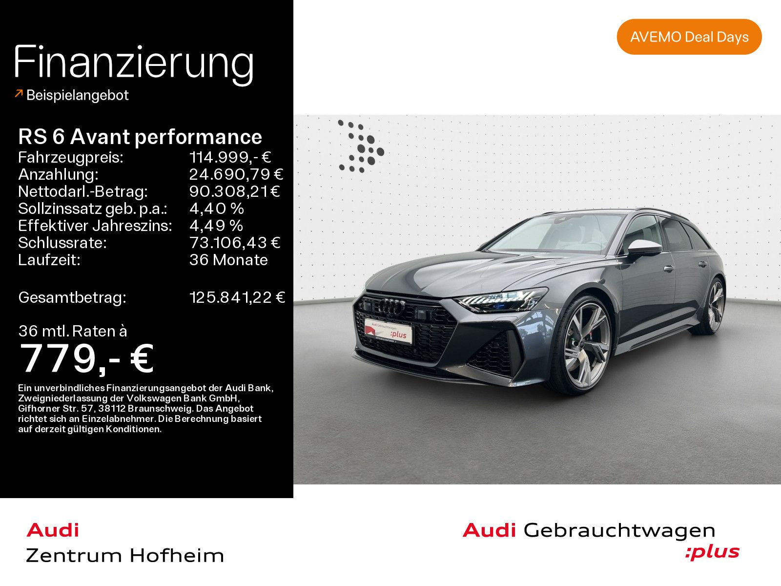 Audi RS 6 Avant performance*280 km/h*B&O*HUD*Laser*Vi