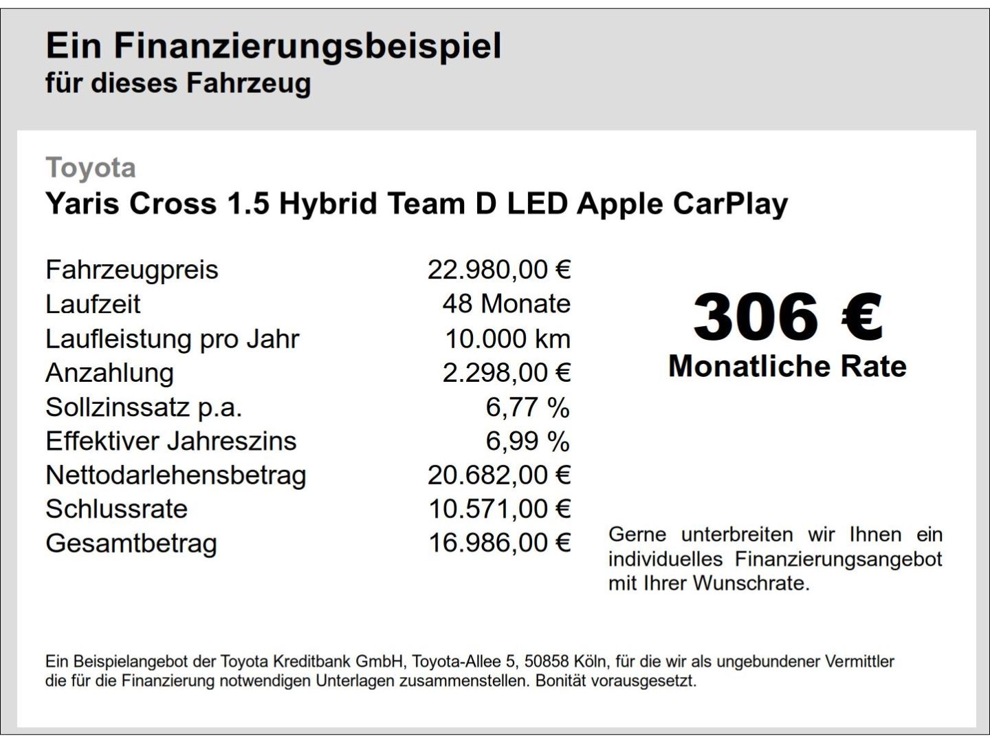 Toyota Yaris Cross 1.5 Hybrid Team D LED Apple CarPlay