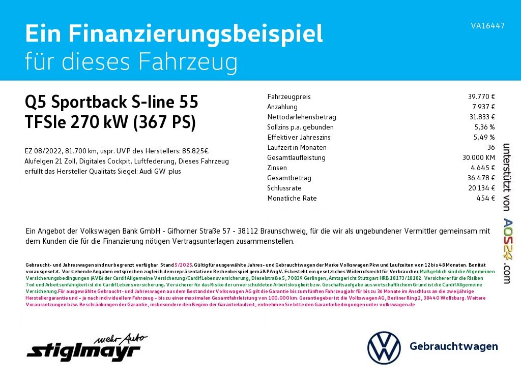 Audi Q5 Sportback S-line 55 TFSIe quattro S-tronic