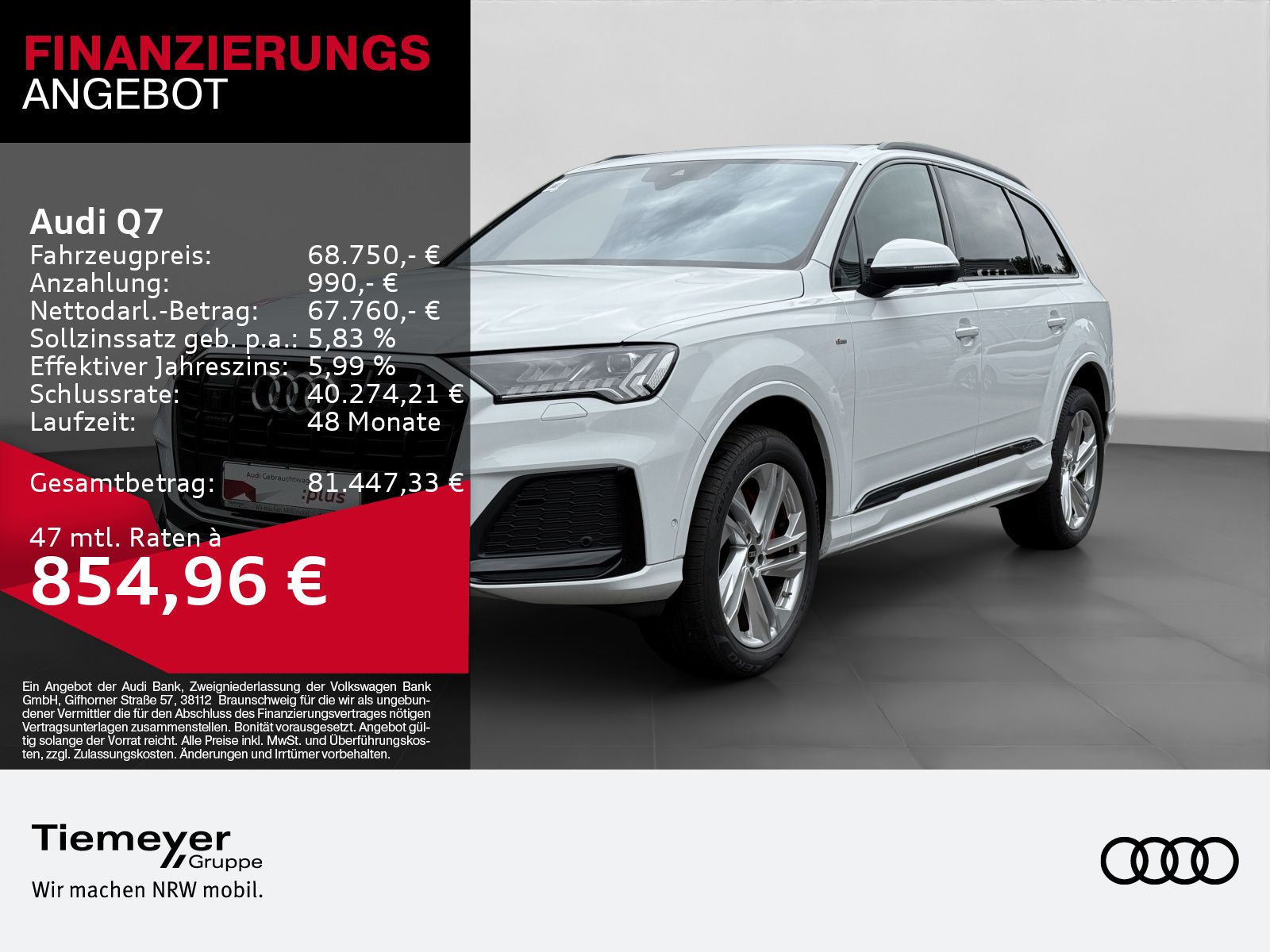 Audi Q7 50 TDI Q S LINE 7-SITZE LM20 AHK MATRIX