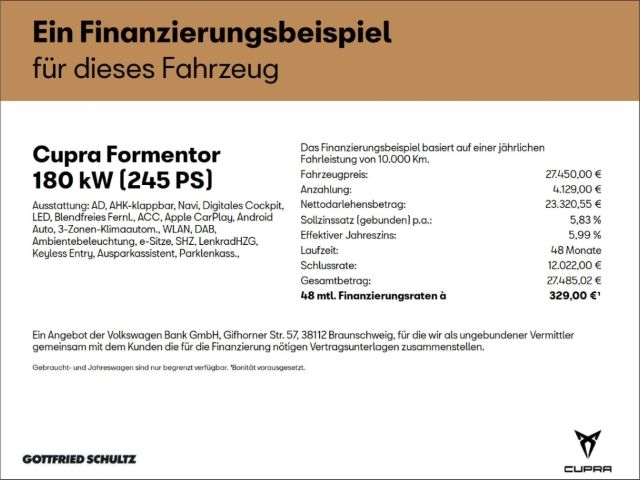 Cupra Formentor VZ HYBRID AHK SITZHEIZUNG EINPARKHILFE