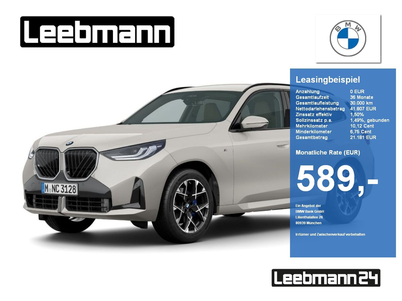 BMW X3 20 xDrive M-Sport AHK Finanzierung ab 1,49%