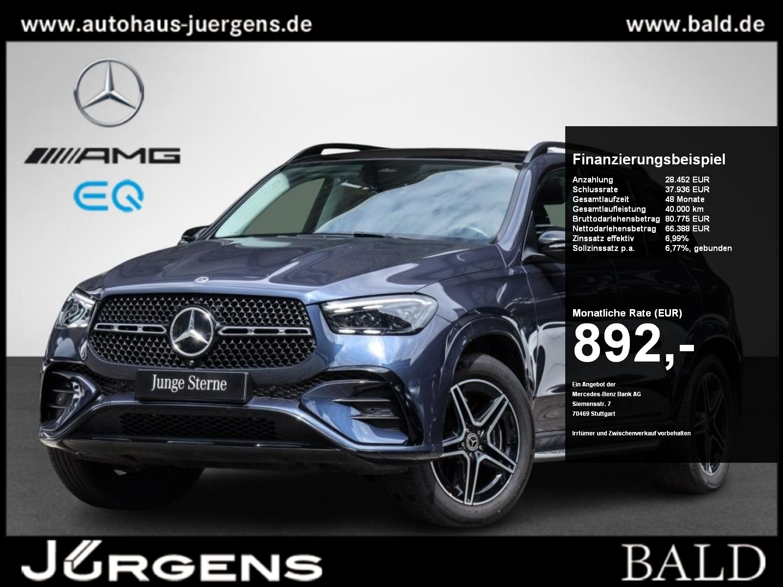 Mercedes-Benz GLE 450 d 4M AMG-Sport/Pano/Distr/AHK/Night/360