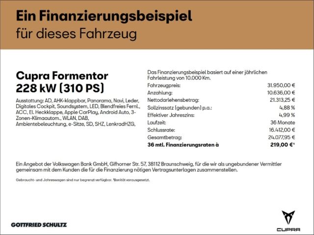 Cupra Formentor VZ 2.0 TSI DSG LED ACC AHK Pano