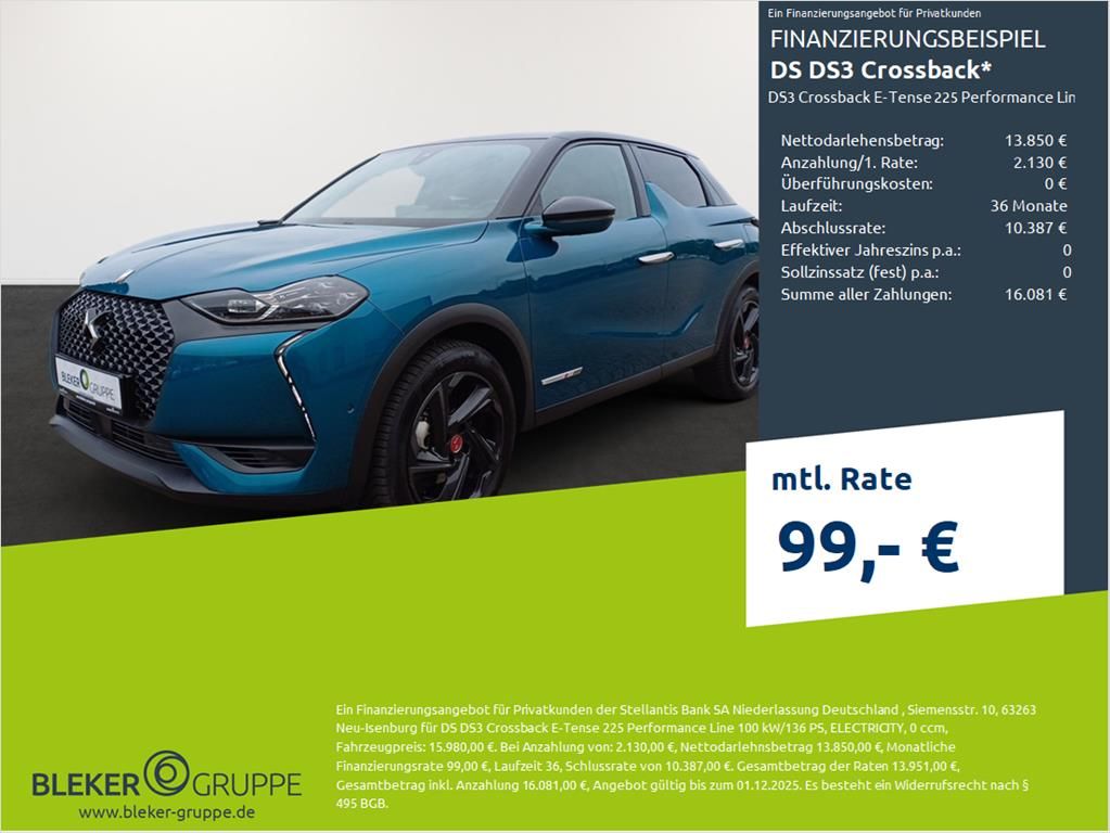 DS Automobiles DS3 Crossback E-Tense 225 Performance Line - Samsaru's Car Outlet