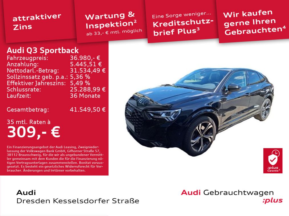 Audi Q3 Sportback S line 40 TFSI quattro 140(190) kW(