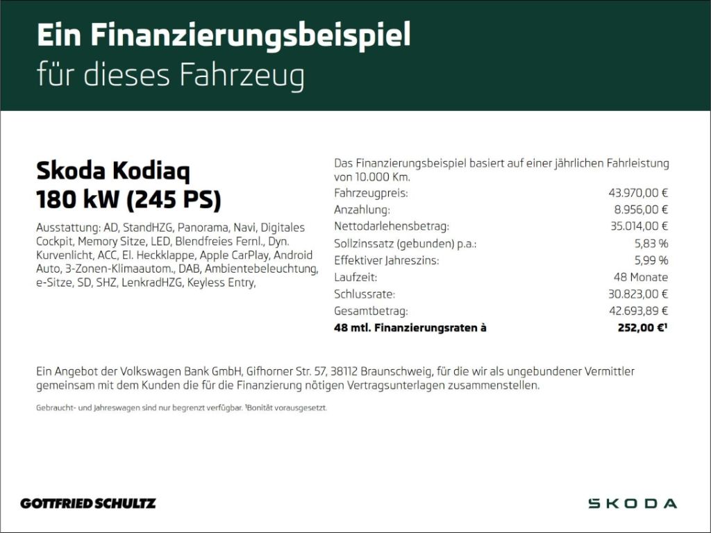 Skoda Kodiaq RS 245 PS PANO STANDHZ MATRIX DCC NAVI AC