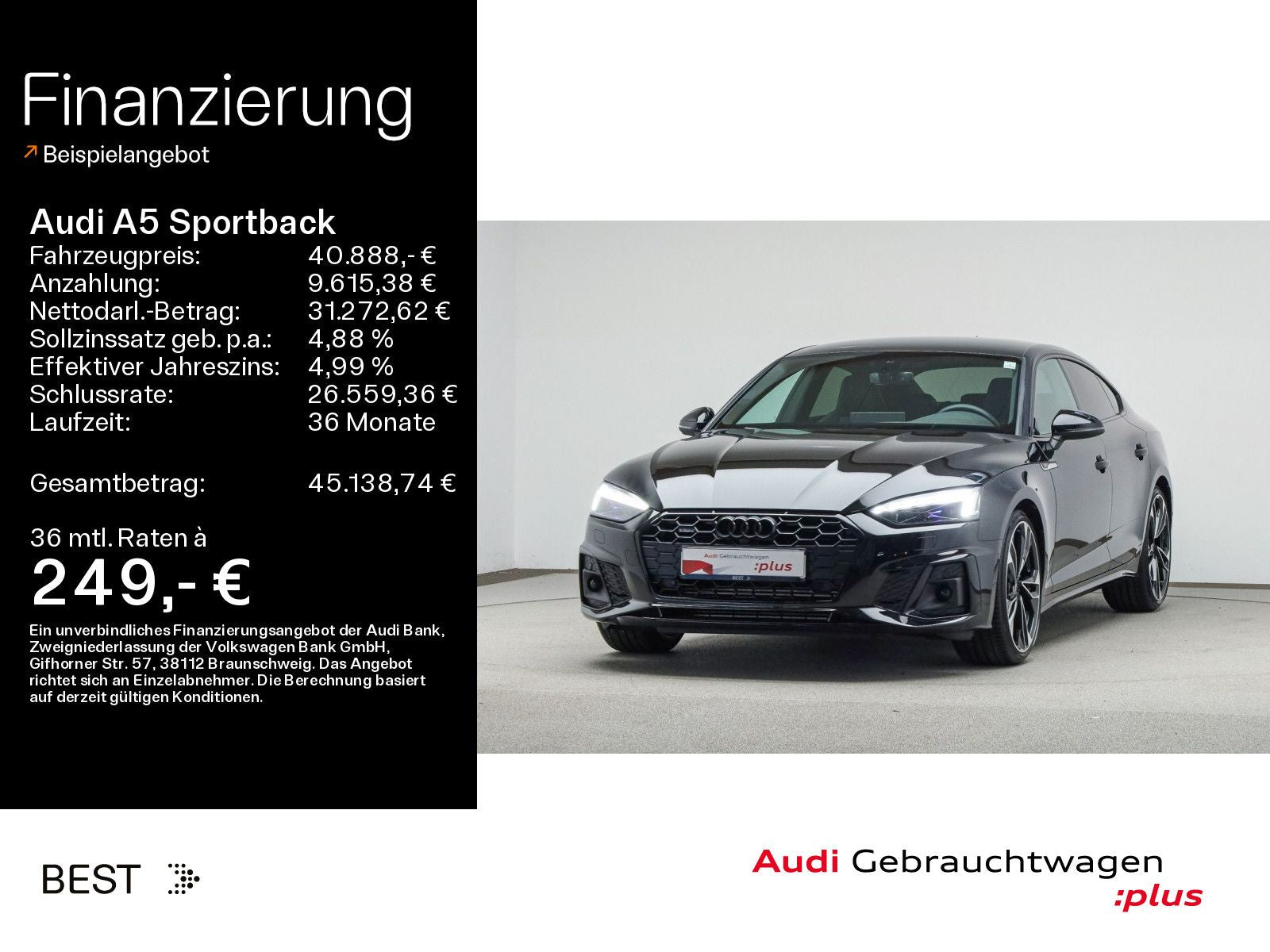 Audi A5 Sportback S line compet. 45 TFSI qu. Leder