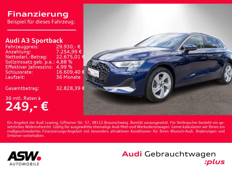 Audi A3 Sportback advanced 30TFSI Navi LED GRA PDC VC