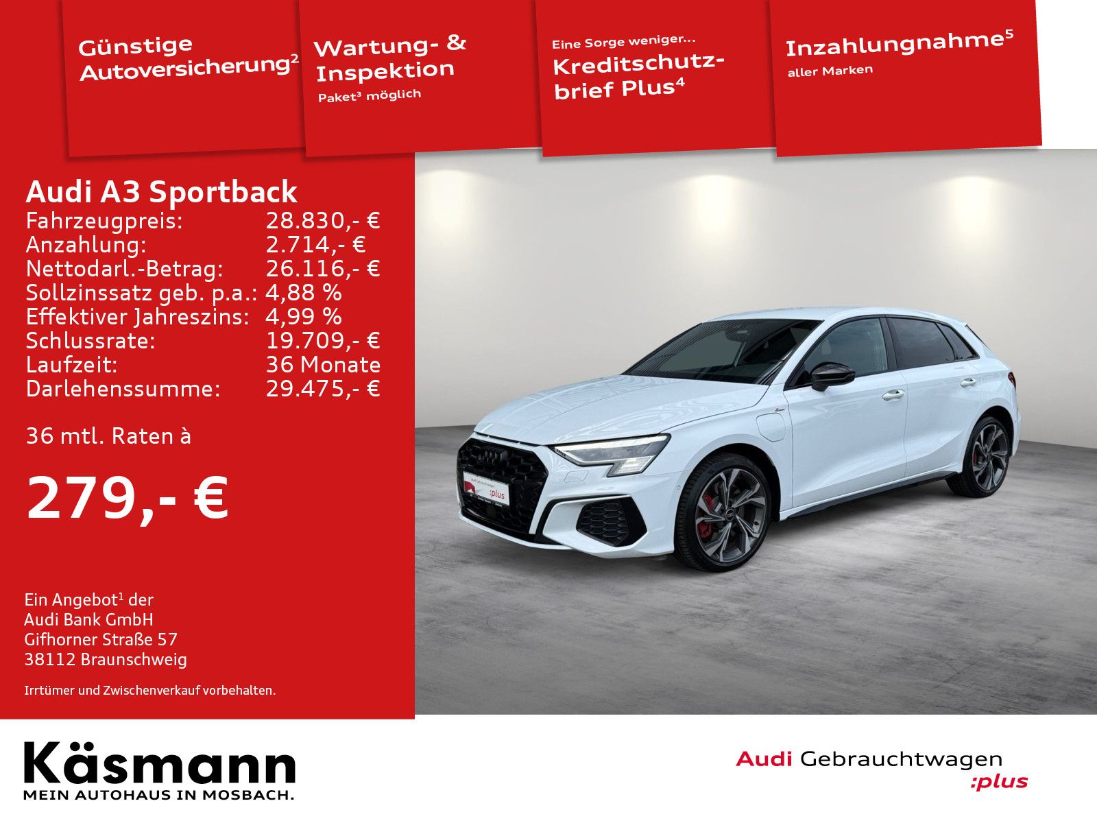 Audi A3 Sportback S line 45TFSIe - Samsaru's Car Outlet