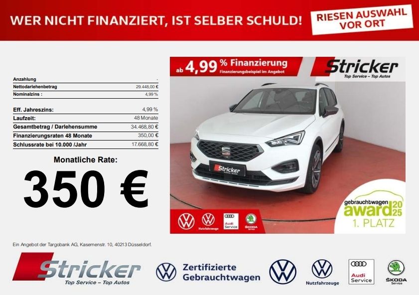 Seat Tarraco FR 2.0TDI DSG 350-ohne Anzahlung Navi AH