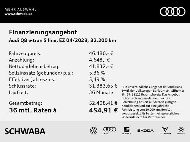 Audi Q8 e-tron 50 quattro 2x S line*Opt.schw*PANO*AHK